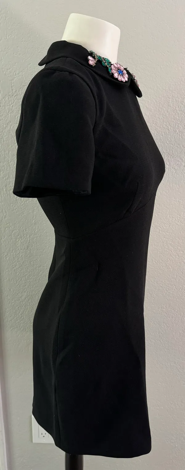 Zara NEW $50 Trafaluc Embellished Black Collar Work Classic Dress S - Image 3