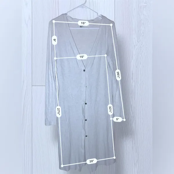 ROXY City at Night Coastal Grey Ribbed Longline Cardigan Button Front Layer - Image 9