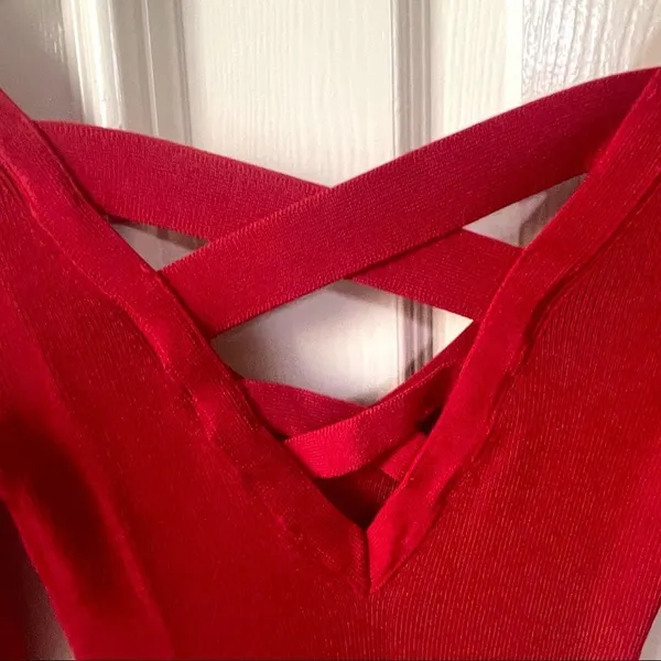 Free people red fitted cross cross back sweater - Image 9
