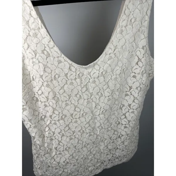 Banana‎ Republic Medium Womens Lace Tank Top Ivory Scoop Neck Cottagecore - Image 14