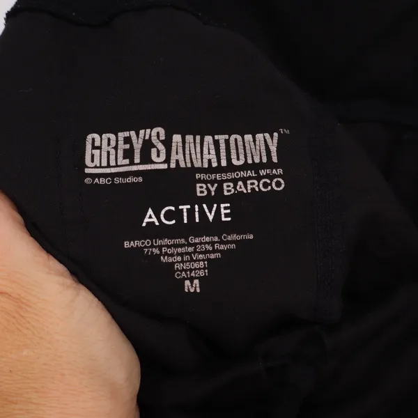 Grey's Anatomy Scrub Pants Womens M Active Black Straight Leg Drawstring - Image 3