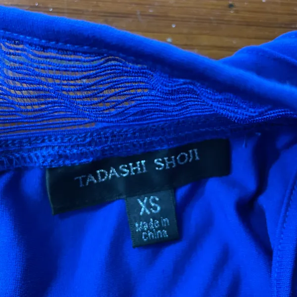 Tadashi Shoji Tobara Pintucked Off Shoulder Ruffle Dress Electric Blue~ XS 🧡🎀 - Image 15