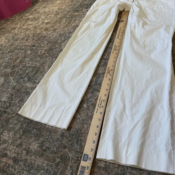 Loro Piana White Cotton Silk Blend Wide Leg Trousers Pants Italy Size 44 - Image 7