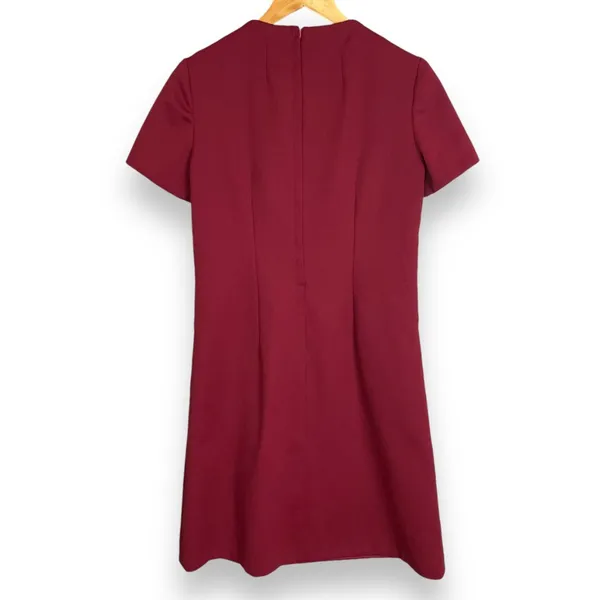 Vintage Handmade Dress‎ Sheath Red Burgundy Short Sleeves Crepe Women Classic - Image 2