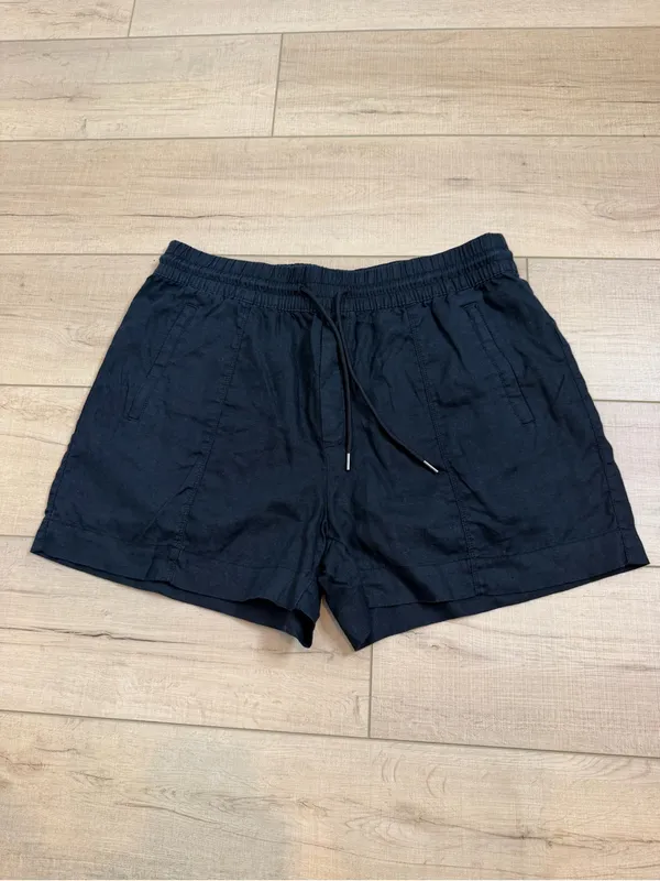 Athleta Retreat Linen Mid Rise 4” Shorts Black Size Large L Pull On Drawstring - Image 2