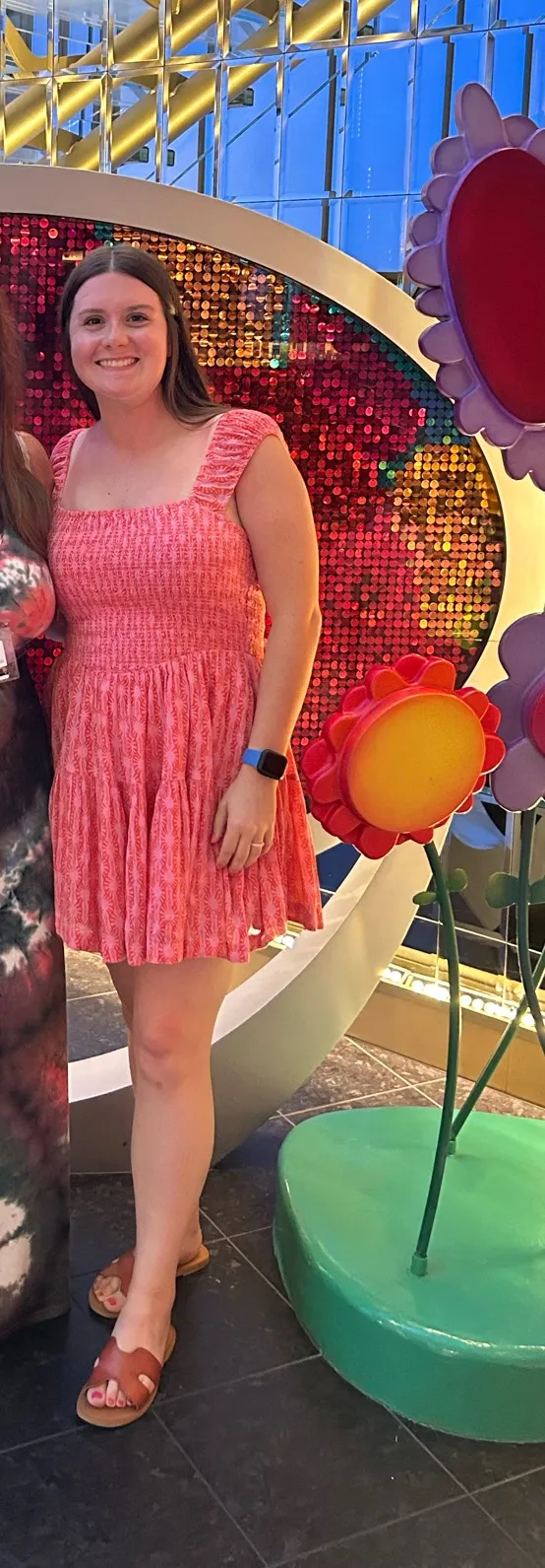 Free People Pink & Orange Mini Dress - Image 3