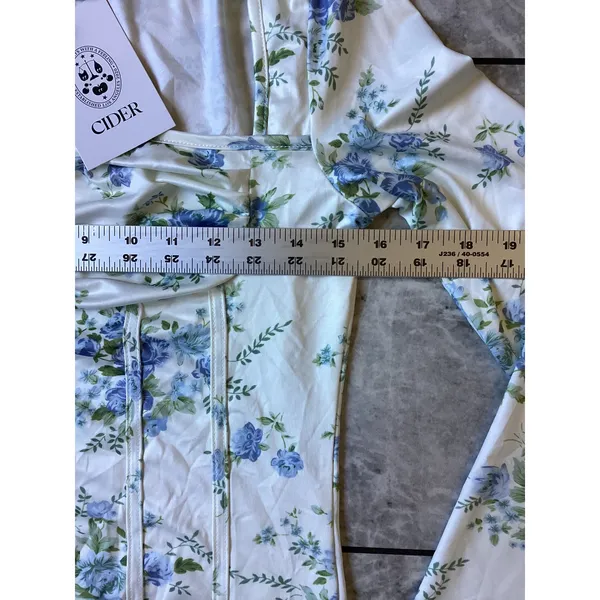 Cider Blue Floral Corset Style Long Sleeve Bodysuit Cream Size M NWT - Image 5