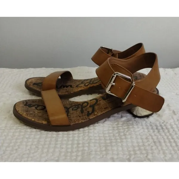 Sam Edelman Women's Tan Shoes/ Sandals with a Metallic Heel Size 7 SKU 2148 - Image 3