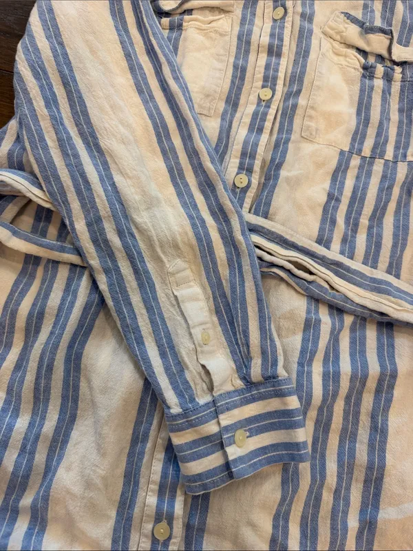 Caslon Blue and Cream Striped Shirt Dress Size Large - C60-024 - Image 5