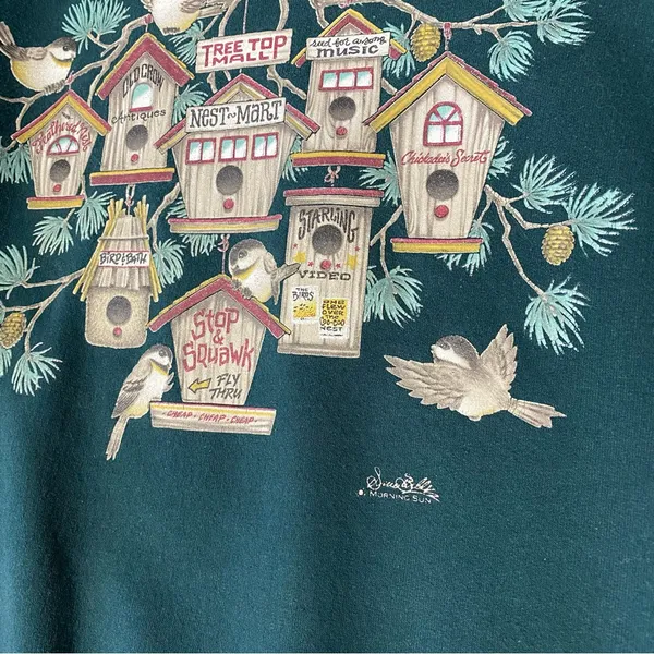 VINTAGE 90s MORNING SUN Birds & Birdhouse Sweatshirt - Image 6