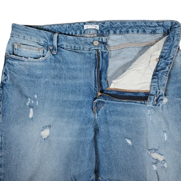 Good American Destructed High Rise‎ Straight Leg Jeans Women Size 15 Blue - Image 3