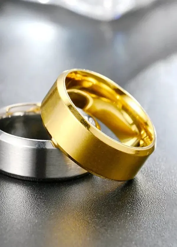 Zales Tungsten Carbide Ring. Brushed Gold Center. Comfort Fit Wedding Band. - Image 3