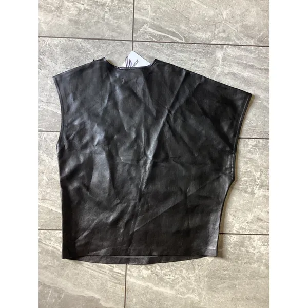 Agolde Corrine Tee Leather Draped Shell Top Black Detox A7440-1287 Women S NEW - Image 7
