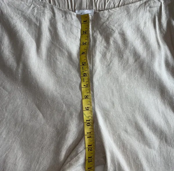 J Jill Linen Stretch Flat Flat Front Beige Pants Elastic Waist Large - Image 7