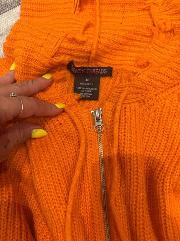 Trendy Threads Orange 3X Women's 100% Acrylic Zip Up Sweater - Image 4