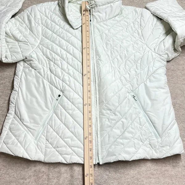 T‎ by Talbots Packable Puffer Jacket XL Mint Green Chevron Quilted Zip Up EUC - Image 5