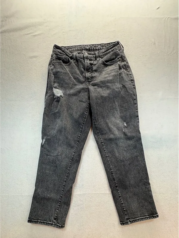 Old Navy Curvy OG Straight Jeans Women’s 10 Black Gray Distressed High Rise - Image 3