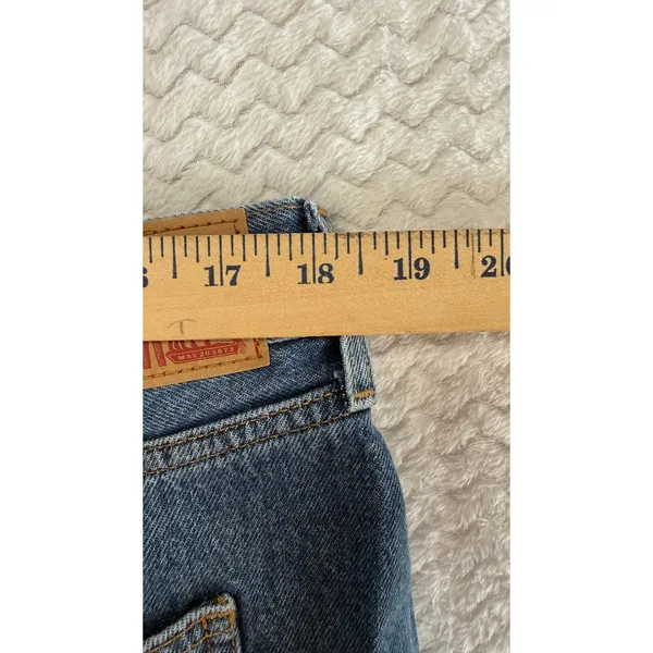 Levis Denim Midi Skirt Women 33 Blue Medium Wash Straight Back Slit 5-Pocket - Image 6