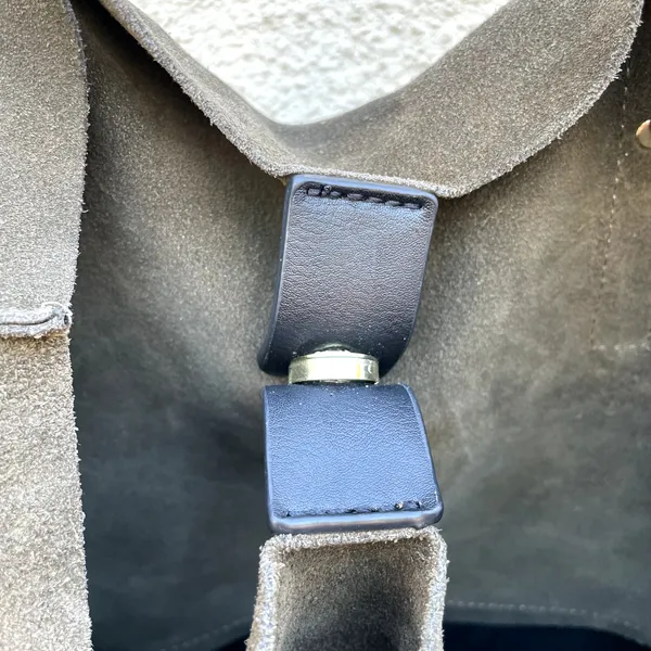 Zara Basic Collection Olive Brown Suede & Black Leather Tote Bag - Image 7