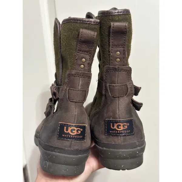 UGG Simmens Waterproof Leather Wool Boots Equestrian Goblin Renaissance Earthy - Image 5