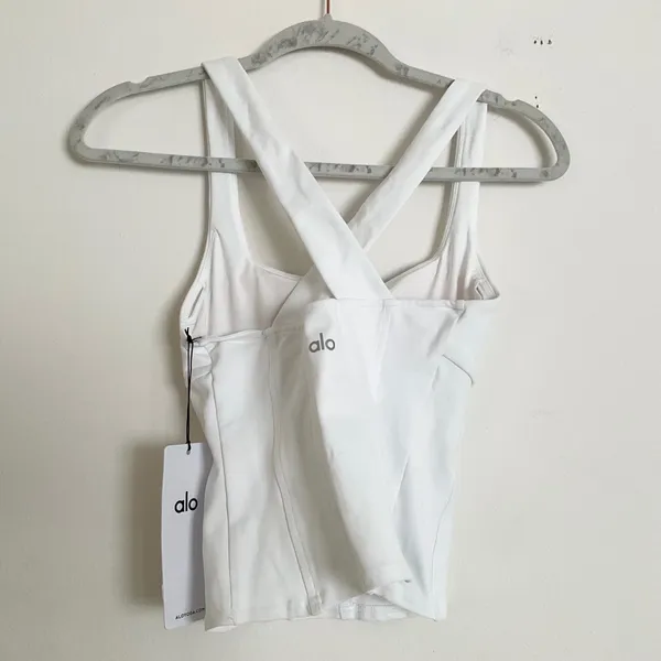 Alo Yoga Airbrush Sparks Fly Corset Tank White S - Image 4