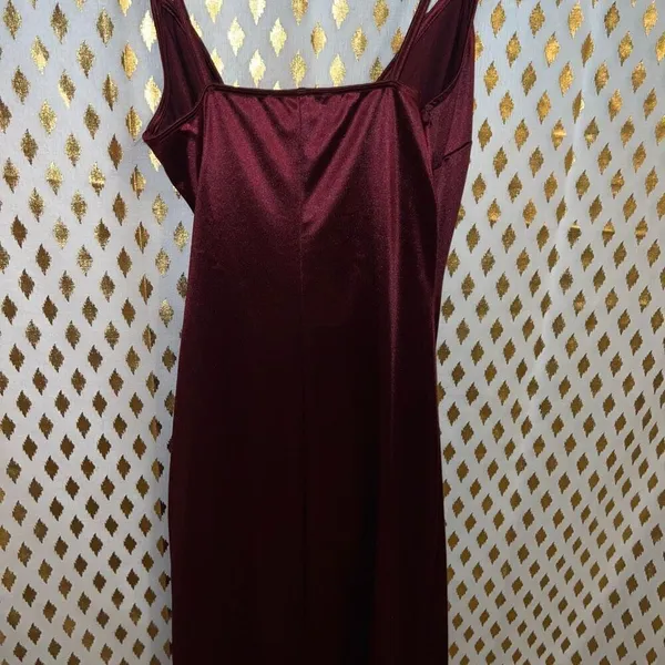 Shasa Red satin stretchy wrap dress long dress with slit formal spicy size L - Image 5