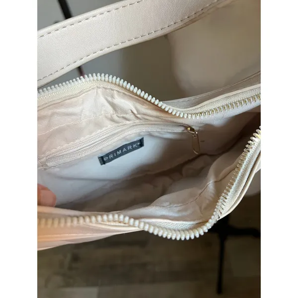 Primark Cream Quilted‎ Crescent Shoulder Bag Scandi Hobo Purse Minimalist Chic Neutral - Image 3