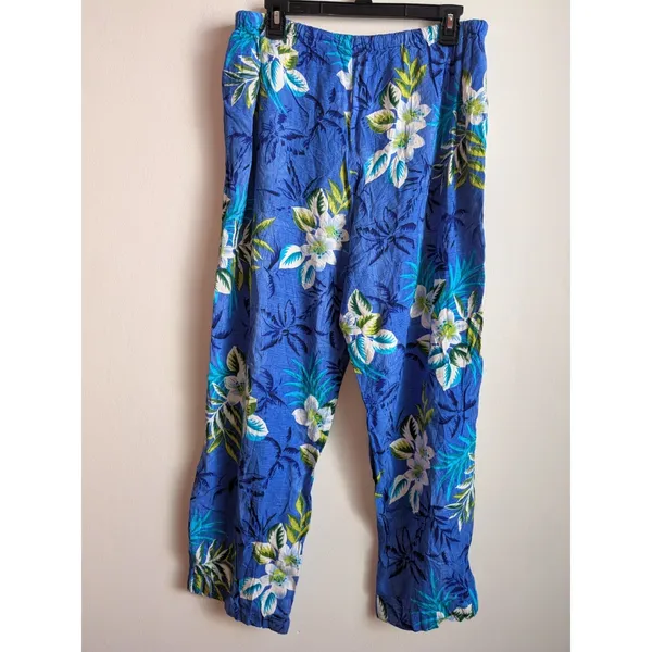 White Stag Pants Retro Beach Print Rayon Blue Size Large 36/38 - Image 5
