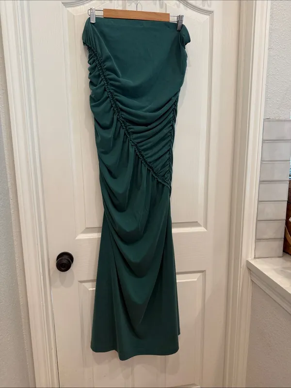 By Anthropologie rouched strapless teal maxi dress - Image 3