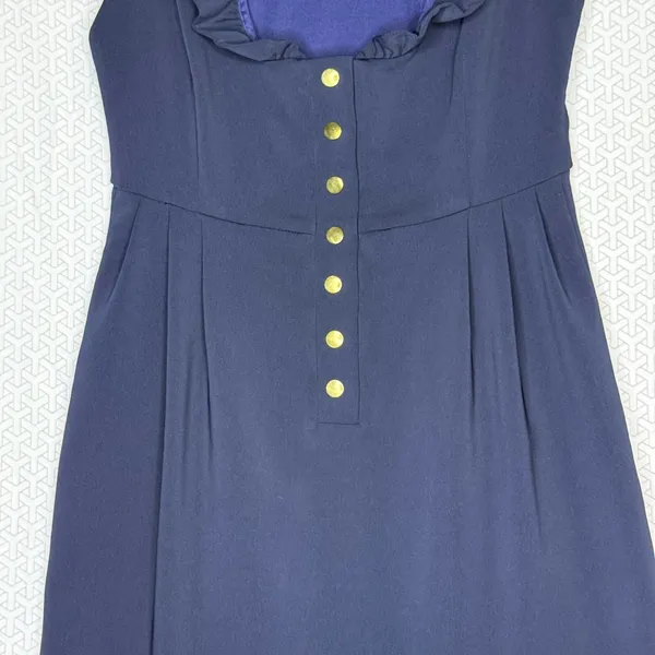 Camlyn Beth Navy Blue Sleeveless Ruffle Neck‎ Button Back The Go Go Dress Size 2 - Image 6
