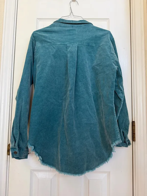 Umgee Teal Corduroy Button-Down Shirt/Shacket  - Image 7