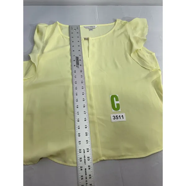 Womans Counterparts Short Sleeve Ruffled Yellow XL Blouse - Image 7