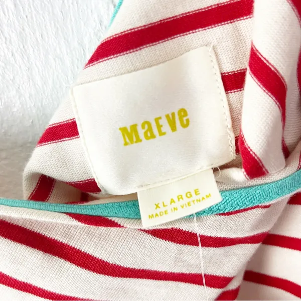 ANTHROPOLOGIE MAEVE 100% Cotton Marketa Striped One Shoulder Dress XL Nautical - Image 3