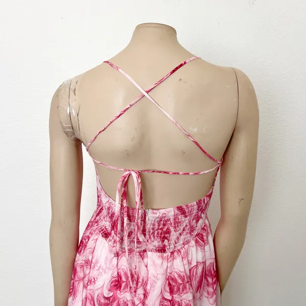 [Hello Molly] Pink Floral Don't Hold Back Midi Ruffle Hem Dress NWT Size Large L - Image 6