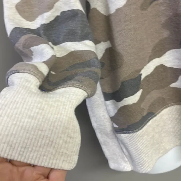 Aerie Tan Camo Crew Neck Mixed Textured Sweatshirt w/ Large Slide Slits- XS - Image 7