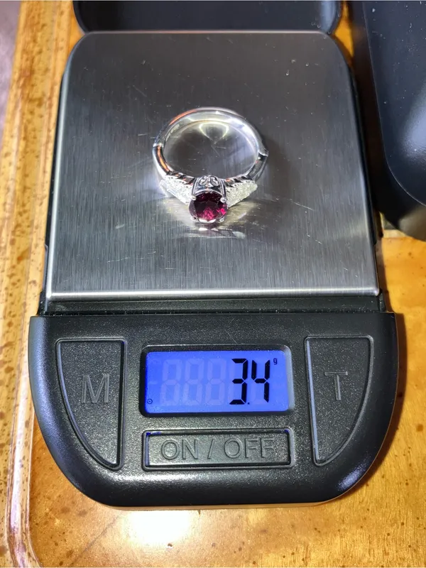 Rhodolite Garnet Moissanite Arthritis Friendly Ring Size 8 - Image 10