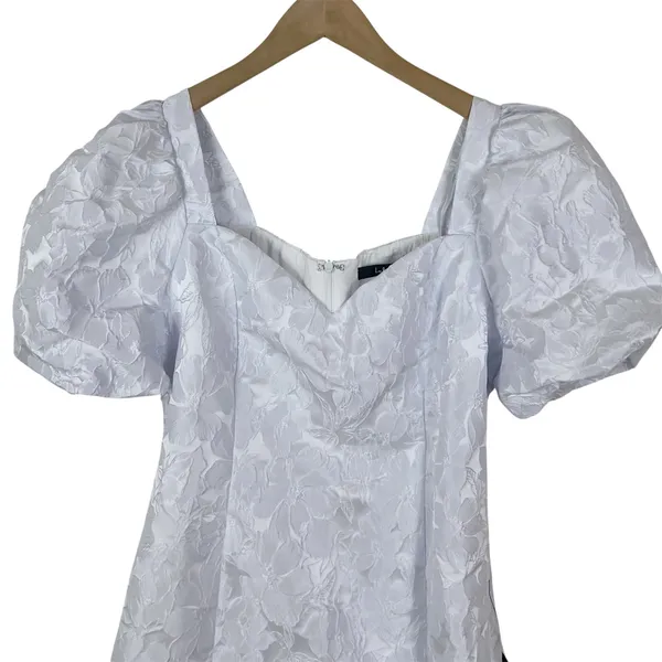 NWT Lulus Beyond Amazing White Floral Jacquard Puff Sleeve Mini Dress Size Large - Image 4