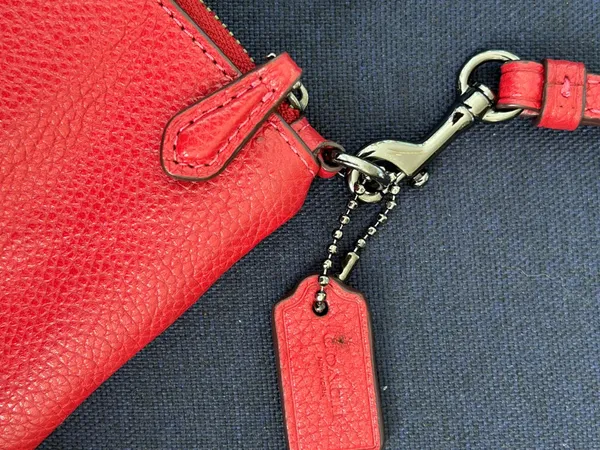✨ Coach Polished Pebble Leather Small Wristlet in Bright Red ✨ - Image 5
