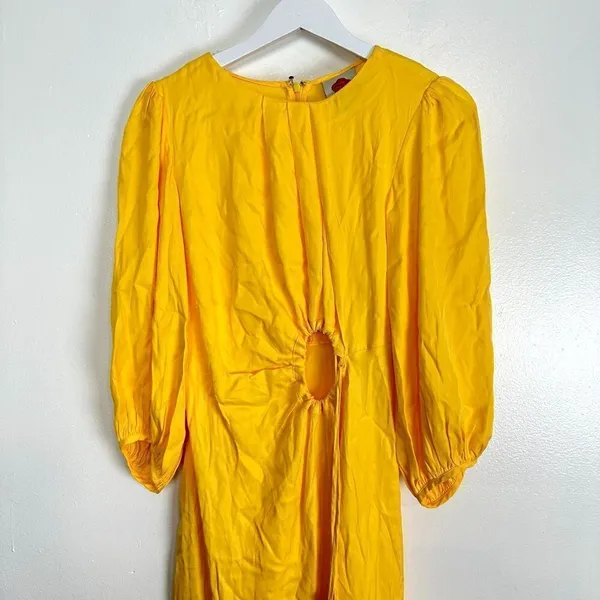 FARM RIO Cutout Piped Ring Midi Dress in Yellow Size Small - Image 6