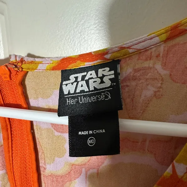 Her Universe Star Wars Solo Bell Sleeve Millennium Falcon Orange Dress Womens M‎ - Image 2
