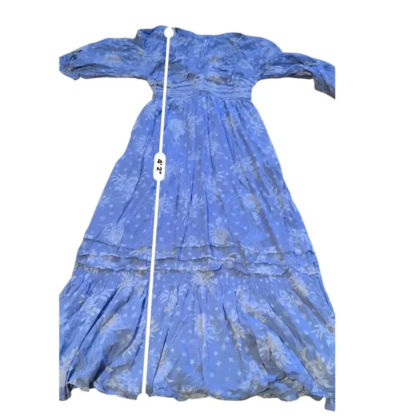 Free People Golden Hour Maxi Dress Women's Small Blue‎ Floral Boho Smocked - Image 12