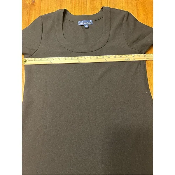 Susan Graver/Style Women's Short Sleeve Black Shift Dress Pullover Size Small - Image 6
