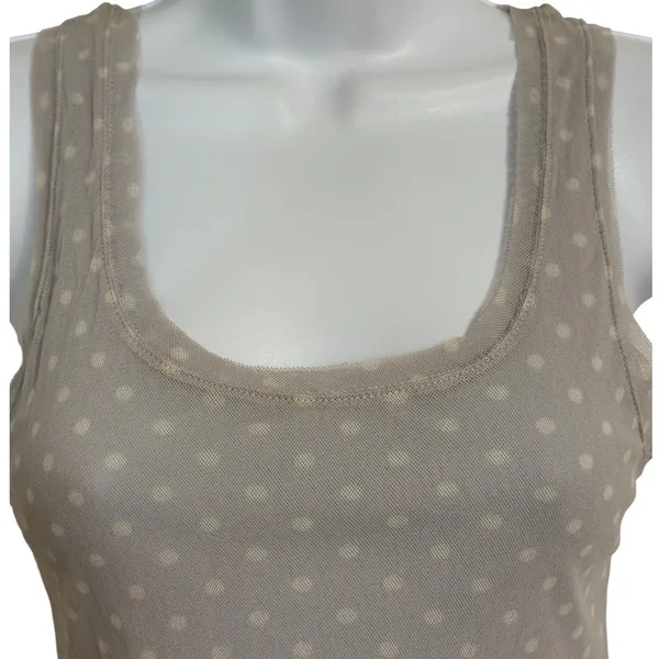 SWEET PEA by Stacy‎ Frati Gray Polka Dot Mesh Peplum Tank Top XS - Image 3