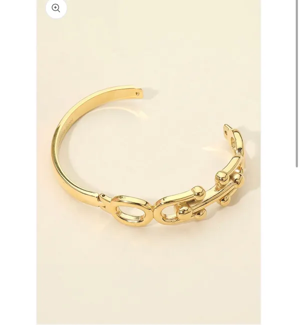 Stainless Steel Bold Link Hinged Bangle Bracelet - Image 2