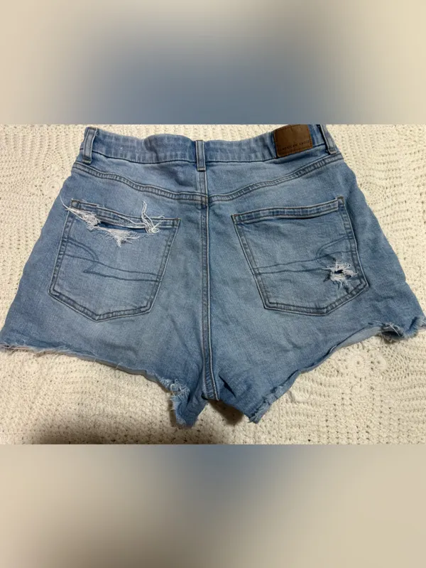 American Eagle Outfitters Light Blue Distressed Denim Cutoff Shorts - Image 6