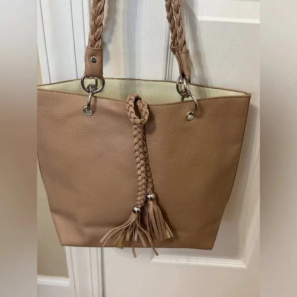 Taupe Faux leather tote - Image 4