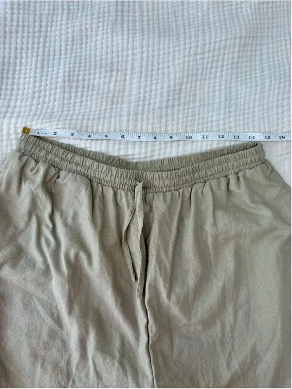 Women's Unbranded Silk Trousers Green Size 1X Silk Noil Raw Silk Drawstring - Image 5