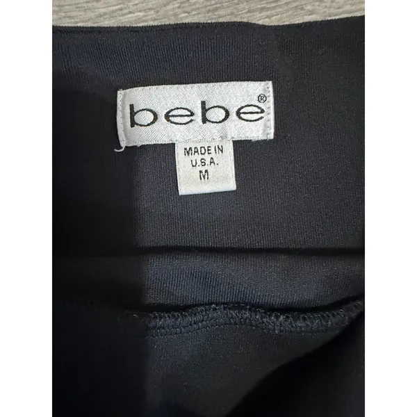 Y2K Bebe Womens Size M Black V-Neck Halter Top Slim Fit Open Back Made in USA - Image 4