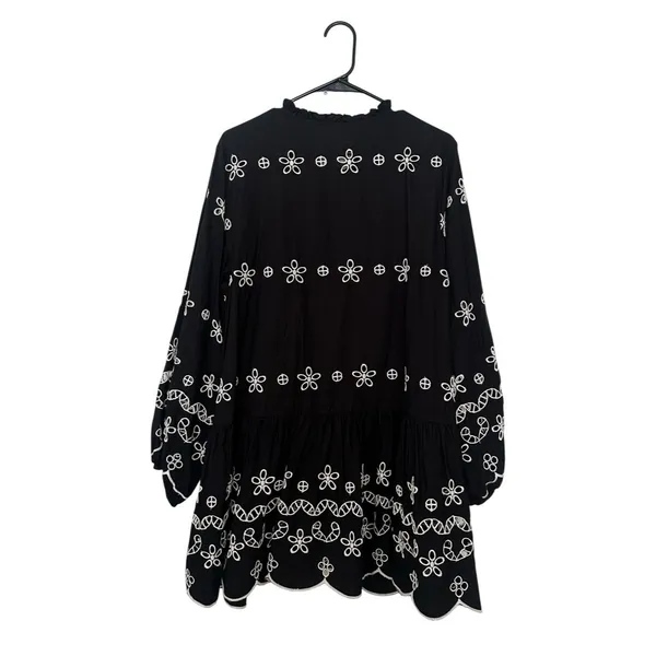 H&M Studio Cotton Eyelet Embroidery Mini Dress Size L - Image 4