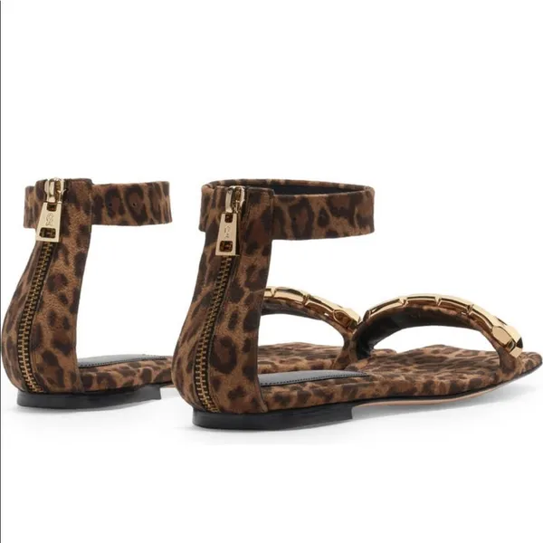 NEW GOOD AMERICAN Ankle Strap Sandal In  Leopard - Image 4